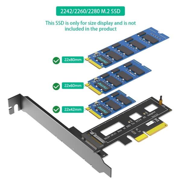 PCIe 4X Adapterkort til M.2 NVME Solid State-diske med integreret køleplade
