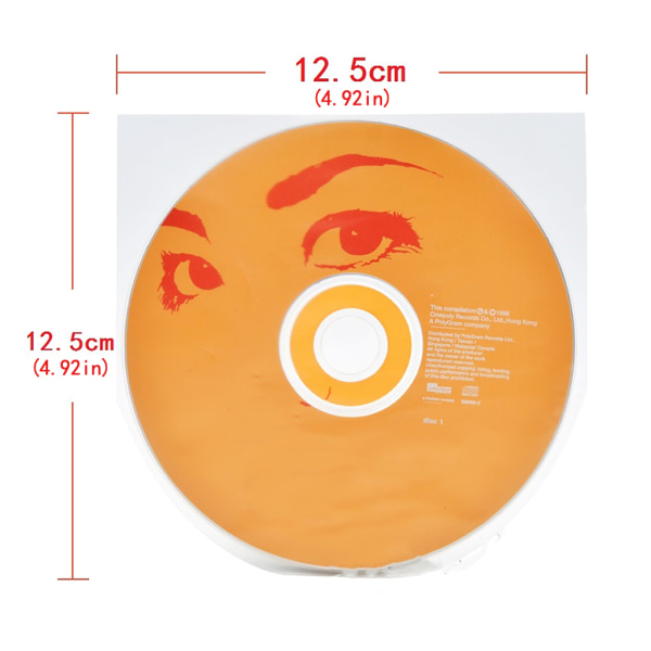 100st/påse DVD Disk Vinylskivskydd för LP-skivor Skyddande innerväska Antistatisk ärm inre genomskinligt cover Conta