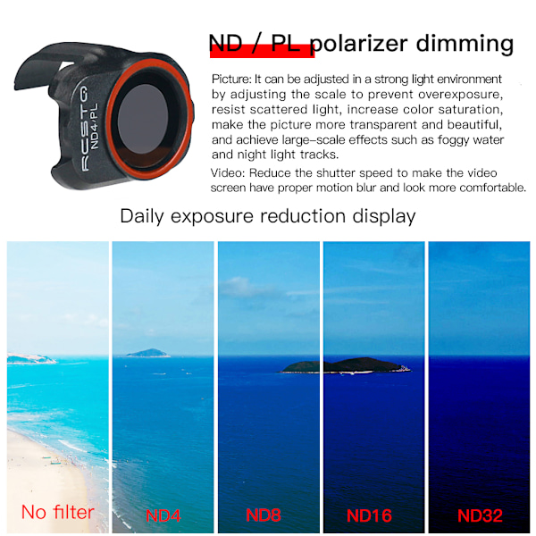 6x til DJI-Mavic MINI 1/2/SE Drone Kameralinsefiltre CPL UV ND4 ND8 ND16 ND32