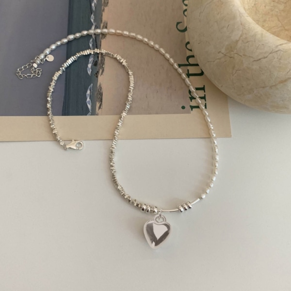 Trasigt silverhalsband Fashionabla hjärtat hänge halsband legeringsmaterial hänge choker Y2K smycken present till kvinna tjejer