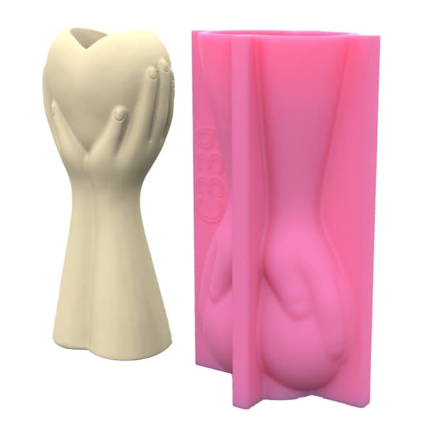 Hjerte holdt i hånd saftig blomsterpotteform vase fleksibel silikoneform
