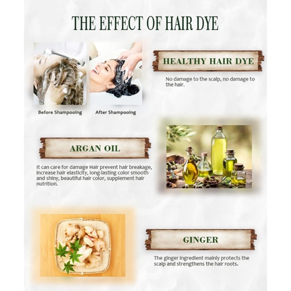 Hårnärande schampo Snabbfärgning för vitt grått hår Lätt att använda 400ml  Färga ditt hår svart hemma 5ab7 | Fyndiq