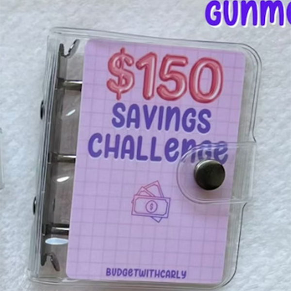 Mini Binder Savings Challenge $150/300/500/1000 Spara pengar Budgetar Kontantkuvert Plånbok Budgetpärm Notebook 5