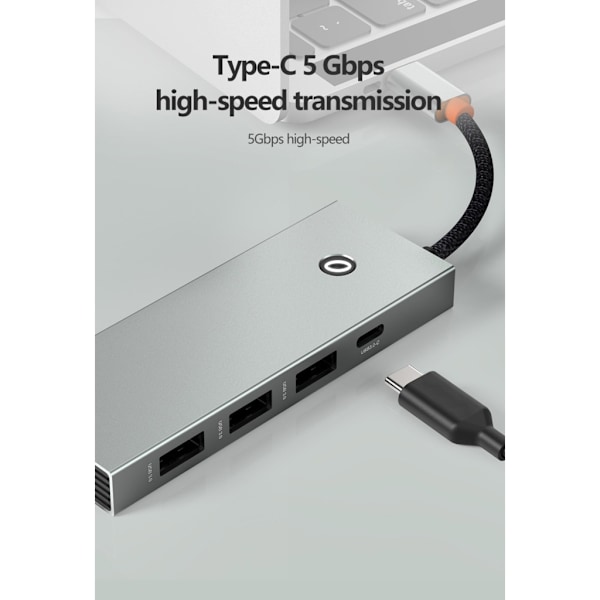 USB C Hub 6 i 1 Adapter Dockstation Stöd 4KHDMI2.0 2xUSB 3.0 PD100W Laddning Rj45 Ethernet-kontakt null - HC606A
