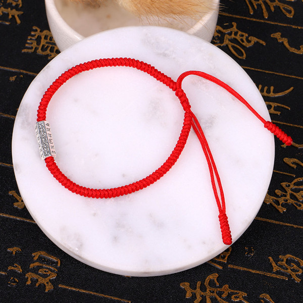 Tibetanskt ordspråk med sex tecken King Kong Knot Armband för kreativt handgjort armband Vintage Buddhist Lucky Rope Armband Red