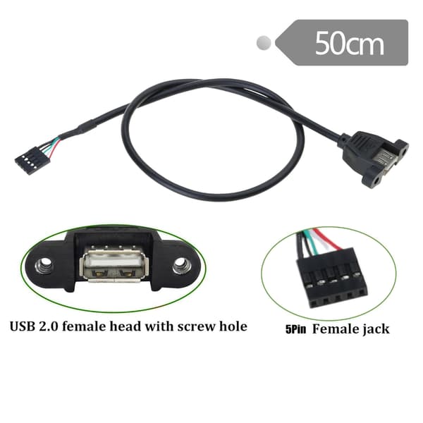 USB2.0 Hona till Moderkort 5Pin Header Kabeladapter med Skruvpanel