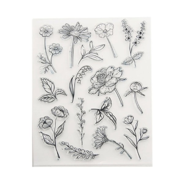 Blomma klara stämplar Transparent-silikonstämplar Blommor-Löv Sigill stämplar för gör-det-själv-scrapbooking-korttillverkning dekorationer A