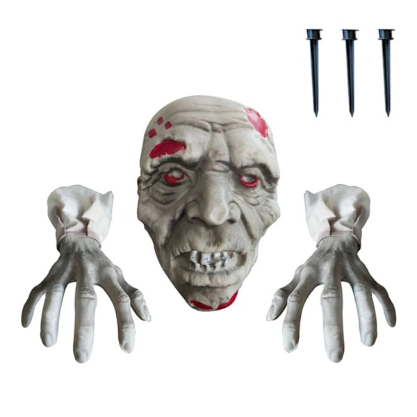 Halloween Dekorationer Utomhus Läskiga Skelettpinnar Zombie Ansikte Hand Gräsmatta Stake