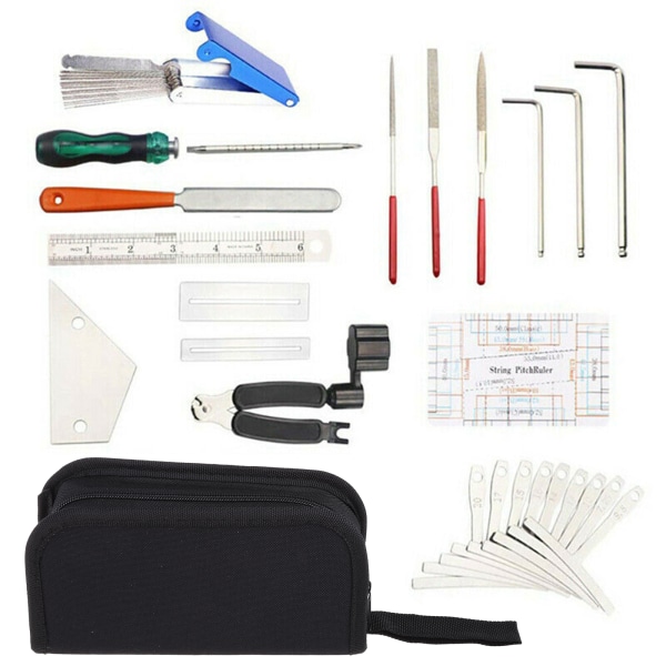 Guitar Tool Kit Reparera Underhållsverktyg String Organizer String Action Linjal