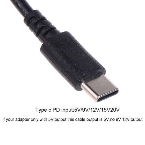 5V til 20V USB C til Biloplader Stik Kabel til DashCam og LED Lys