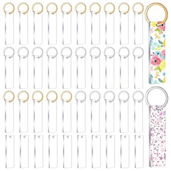 40 Pieces Blanks Song for Key Chain Akryl Nyckelringar Blank Akryl Transparent D