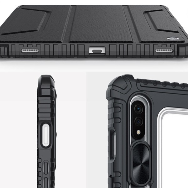 För S8 Tablet för Case Magnetisk Stativ Cover För S8 Plus Kamera för Skydd Cover Med pennhållare Black S8 Plus