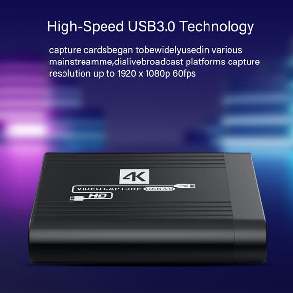 1080P 4K Video Capture Card USB3.0 Forbindelse Hurtig Hastighed Til Gaming, Video