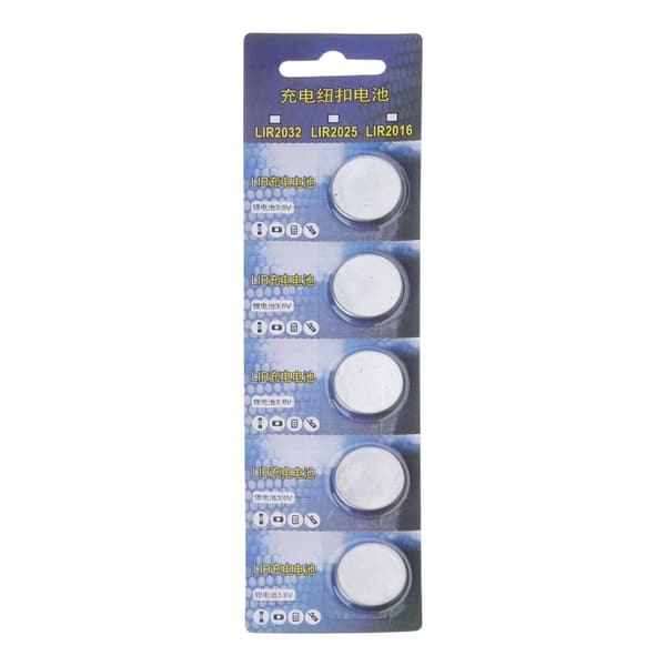 5 stk. LIR2032 Batterier Oppladbare Knappcellebatterier For Klokker Og Gadgets