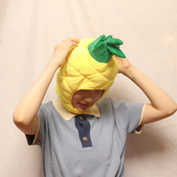 Rolig ananas frukt plysch hatt Jul Cosplay Fest Kostym Cap Foto Prop