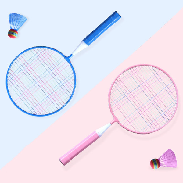 Badmintonracket Utomhusracket Sportleksak för barn med fjäderbollar, gräsmatta Set för barn Vuxna Blue