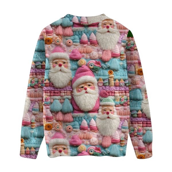 Langærmet julepullover til kvinder 3D-juleprintet pullover sweatshirt Pink L