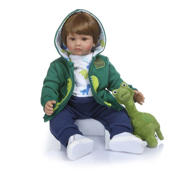 60 cm 24 tum Realistic Reborn för Doll Mjuk Silikon Vinyl Nyfödda Bebisar Pojke Lifel