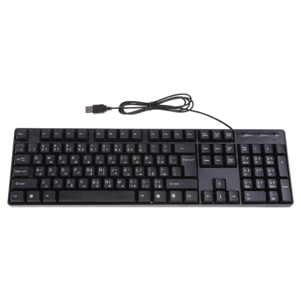 USB trådbunden PC-datortangentbord, arabiskt tangentbord/engelsk tangentbord, ergonomiskt mekaniskt tangentbord för kontorsdator Hem