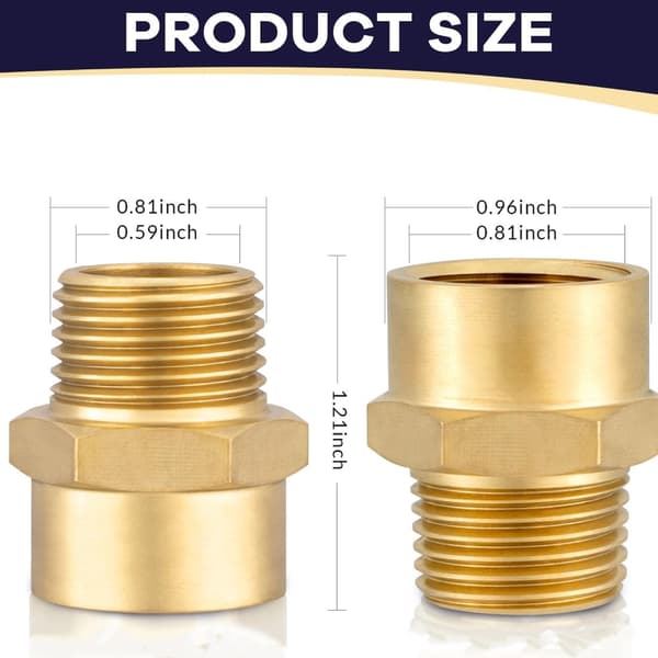 2 stk. Højtryks messingadapter G1/2 BSP hun til 1/2 tomme NPT han gevind