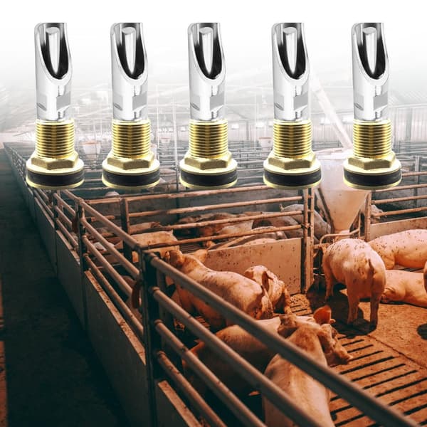 5 stk. Robust drikkevandssystem med nippel i rustfrit stål til grise for nem installation