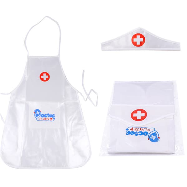Barnelege Sykepleier Cosplay Kostyme Forkle med Hodeplagg Hatt Halloween Uniformer