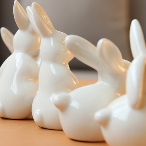 Ren vit kanin keramiska figurer Heminredning Kina present, modern staty null - A Pattern