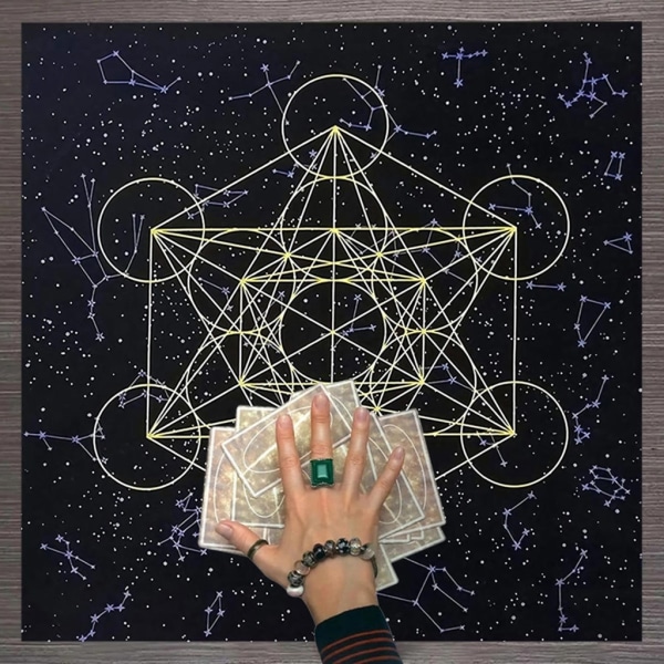 Metatrone's Cub Crystal Grid Altare Tarotduk Duk Sammet Astrologi Tarot Spådomskort Bordsduk Gobeläng 50*50cm