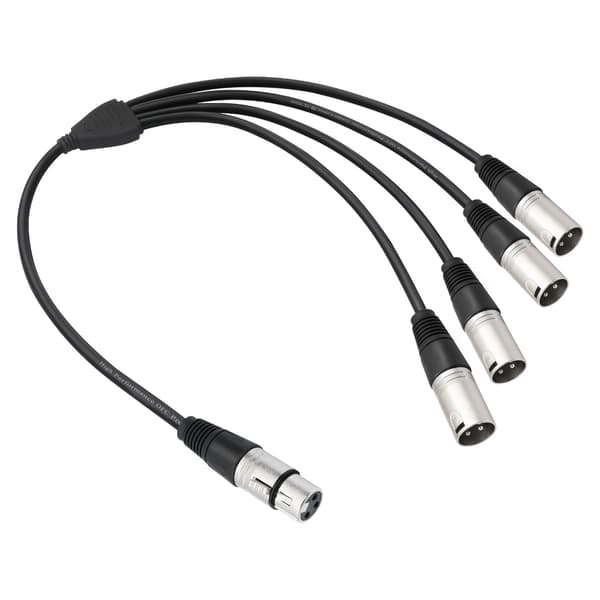 Iltfri kobber 3-bens XLR hun til fire han splitterkabel 60 cm langt