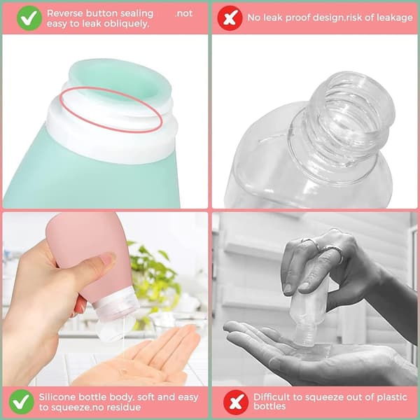 Påfyllningsbara plastflaskor 14 delar kit för schampo, balsam och krämer