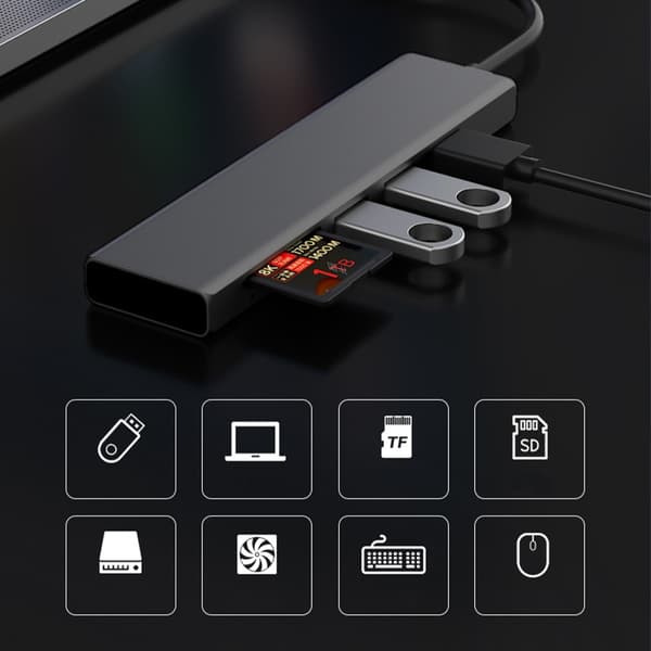 Rask USB 3.0 Hub 4 Port Adapter Lett å bære for bærbare og stasjonære datamaskiner