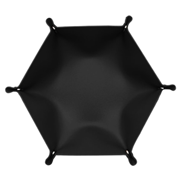 Tärningsbricka Metall Tärningsrullningsbricka Hållare Förvaringslåda för RPG DND Bordsspel Vikbar PU Läder Hexagon Kosmetika för Cas