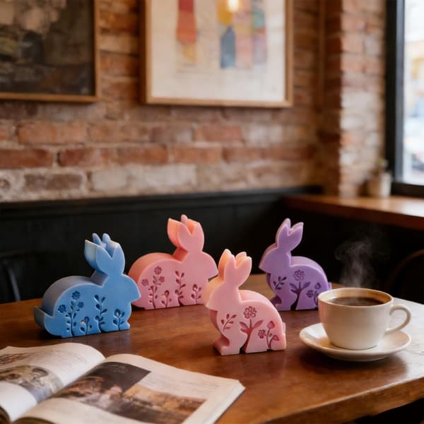Preget blomsterhare silikonlysformer for håndlaget lyssåpeharpikskunst 1 flower sitting rabbit small 1 pack