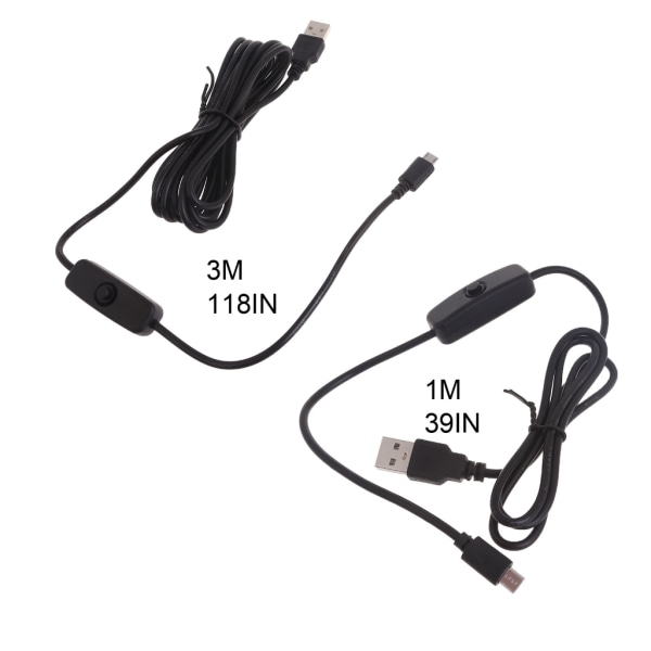 Micro USB Power Laddningskabel med Switch USB2.0 till MicroUSB Converter för RaspberryPi USB till mikro USB -kabel White 1m