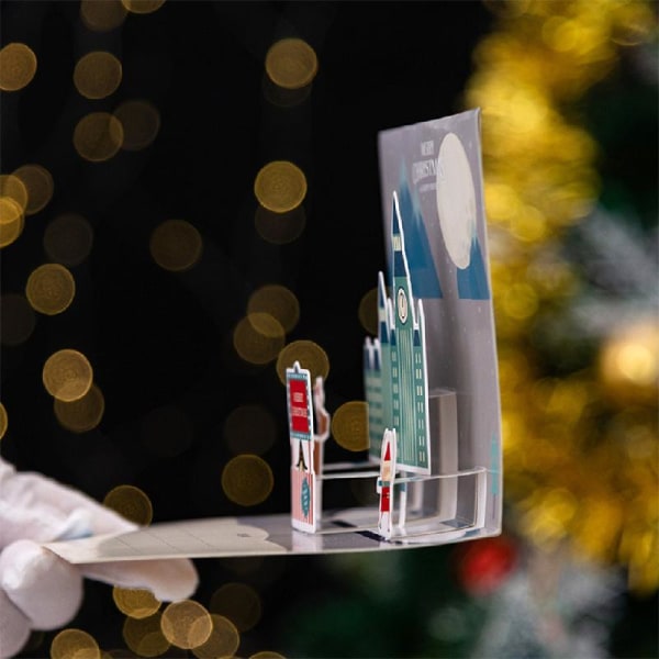 God Jul gratulationskort 3D popup-kort med kuvert klistermärken Xmas Tree Snowman Santa Vykort Party Invitation null - B