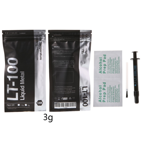 LT-100 flytande metall thermal konduktivt pastafett för CPU GPU-kylning Liquid Ultra 128W/mK 1,5 g 3g sammansatt fett 3g