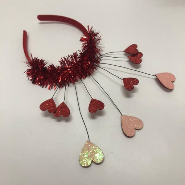 Glitter Hjerte Hårbøyle Valentinsdag Hårbøyle Sceneopptreden Hodeplagg Red