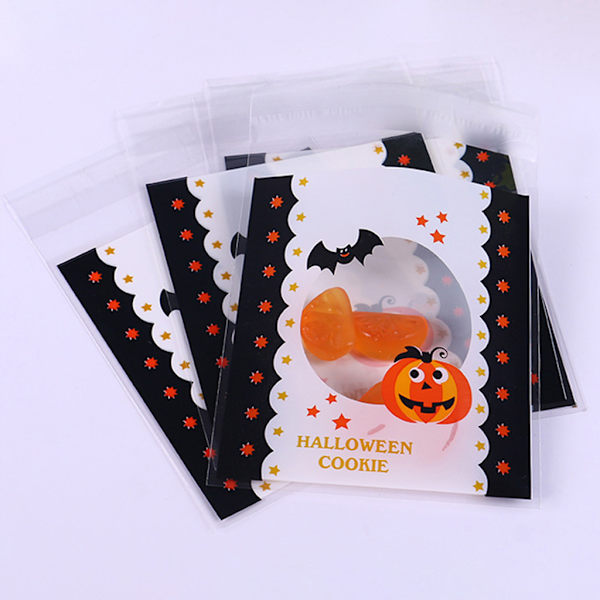 100 st Halloween godis kexpåse självhäftande fest tecknad klara godispåsar null - Pumpkin Dryad