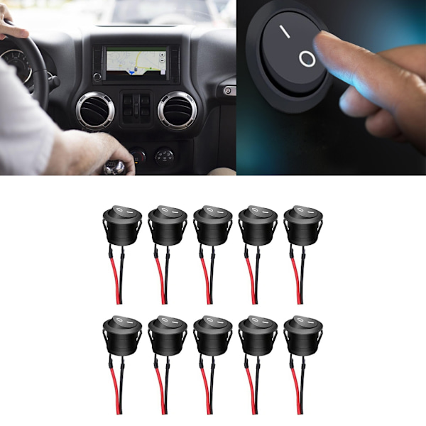 Runda vippströmbrytare ON/Off-brytare 23mm Växelströmbrytare 12V för bilfordon 2 stift