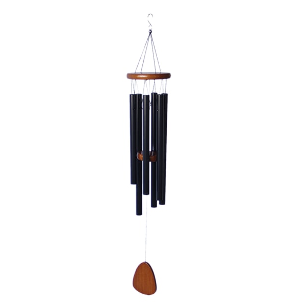 Sympathy Wind Chimes Utanför Memorial Wind Chimes 32 tum stora inredningsvindspel med 6 tjocka rör och S-formad krok Black