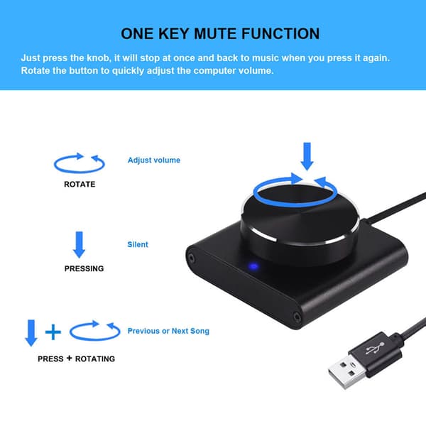 USB Volymkontroll, PC Datorhögtalare Ljudvolym Fjärrkontroll Knapp