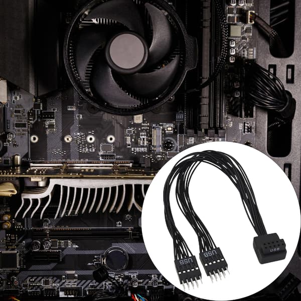 ClutterFree Desktop Solution Bent USB Header Extension 9Pin til Dobbel Port