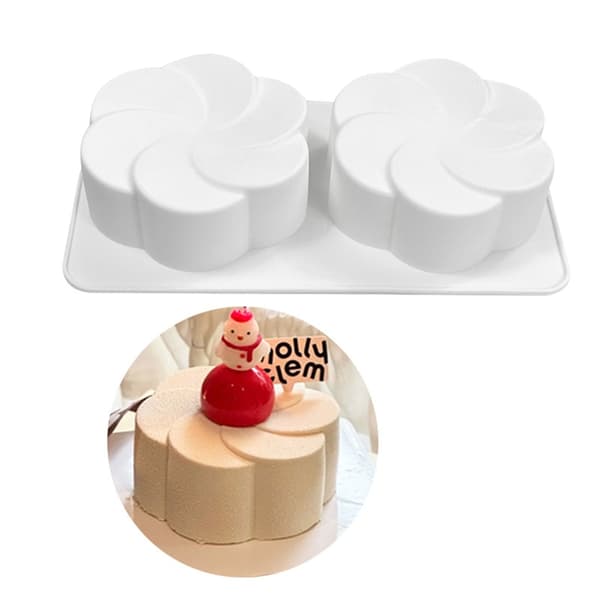 2 hulrums vifteform silikone blomstermoussesforme til kagechokolade og cookie