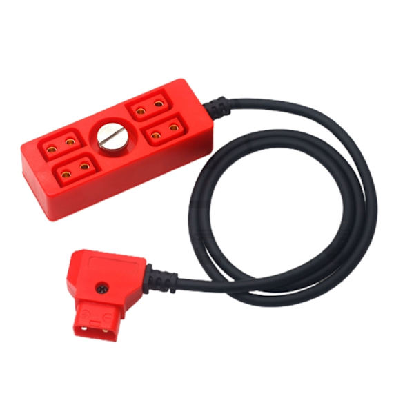 Dtap Power Splitter D-tap hane till 4 portar hona D-Tap Hub Adapter med 1/4 skruv utökar power till fyra enheter Red