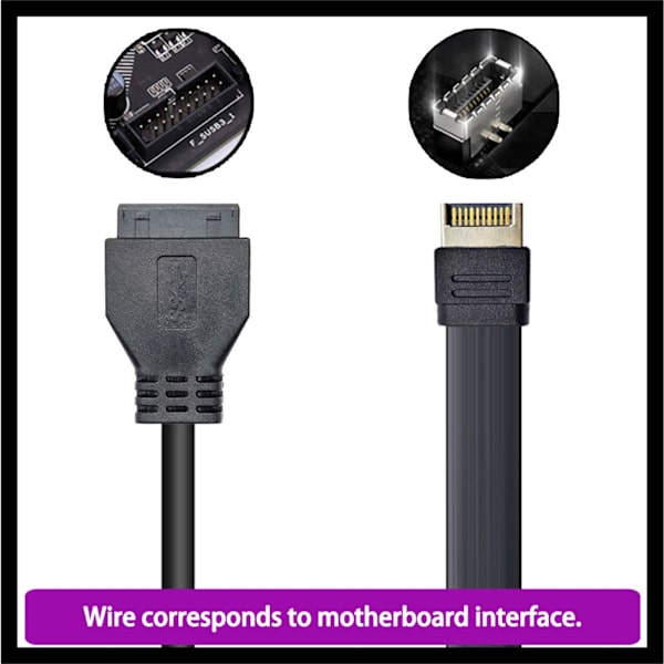 USB3.2 Frontpanel Header Typ E till USB C Hona Förlängningskabel Hög Hastighet