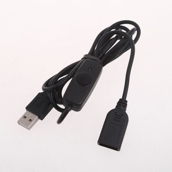 USB Förlängningskabel Hane till Hona Strömkabel med Knappkontroll