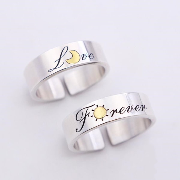 2st Lover Forever Bands Ringar Set Promise Bröllopsring Ring Justerbar Öppen storlek Fingerring Boho Style Smycken Presenter