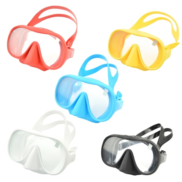 Dykmask Silikon Anti-dimma Snorkelglasögon Undervattensdykarglasögon Mask Simutrustning 5-färgad White