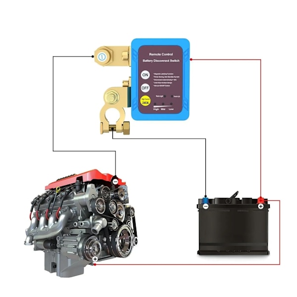 12V 240A Automatisk Strömbrytare Fjärrbatterifrånkopplingsbrytare
