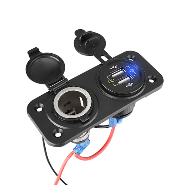 Dobbelt USB-oplader Strømadapter Udtag til Bil Båd RV 12-24V USB QC3.0 Oplader